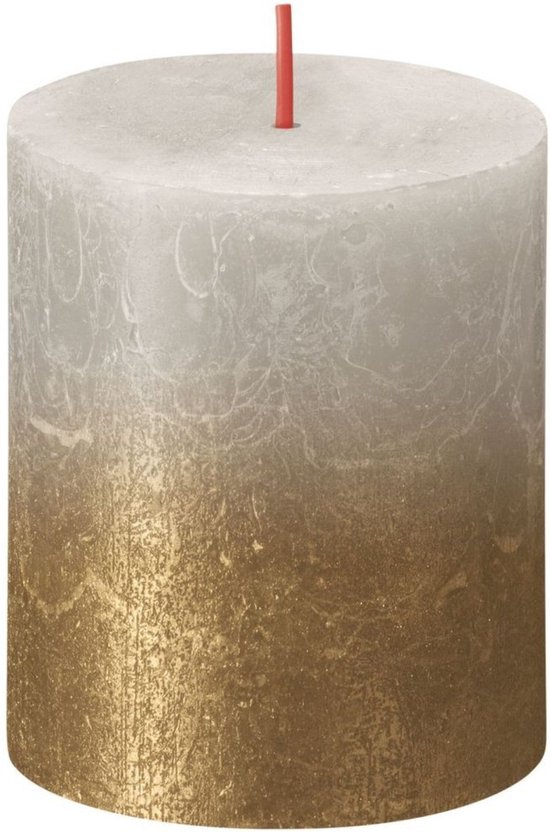 Bolsius rustiek stompkaars- fading grijs-goud- 80X68 MM