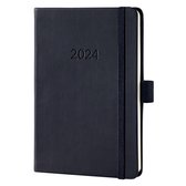 Sigel agenda 2024 - Conceptum - A6 - 2 pagina's / 1 week - zwart - SI-C2413