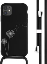 iMoshion Hoesje Geschikt voor iPhone 11 Hoesje Met Koord - iMoshion Siliconen design hoesje met koord - Zwart / Dandelion Black