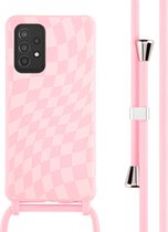 iMoshion Hoesje Geschikt voor Samsung Galaxy A52 (4G) / A52s / A52 (5G) Hoesje Met Koord - iMoshion Siliconen design hoesje met koord - Roze / Retro Pink