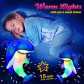 Licht Blauwe Glow Haai Knuffel Lichtgevende Pluche Oceaan Led Knuffel Speelgoed Verjaardagscadeau Voor Kinderen