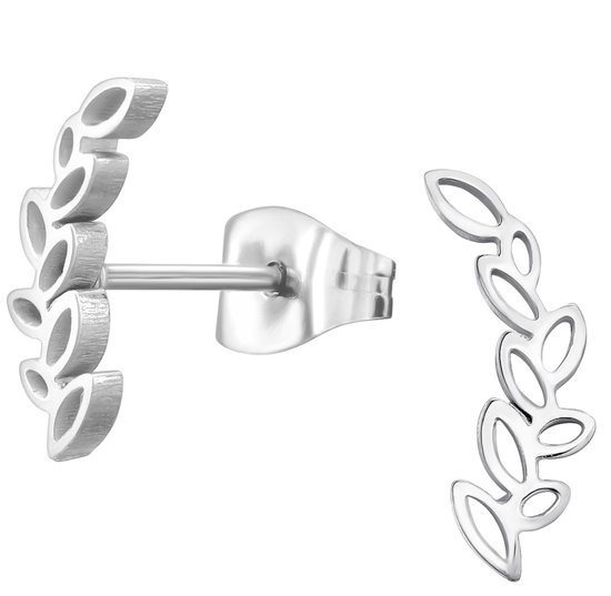 CS Joy - Takje met blaadjes oorbellen - Chirurgisch staal - 4 x 12 mm