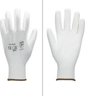 ECD Germany 4 paar werkhandschoenen met PU coating - maat 9-L - wit - monteurshandschoenen montagehandschoenen beschermende handschoenen tuinhandschoenen - diverse kleuren & maten