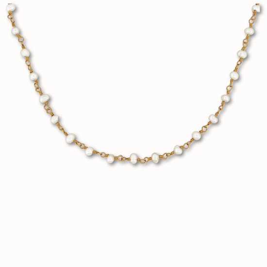 ByNouck Jewelry - Ketting Long Pearl Chain - Sieraden - Vrouwen Ketting - Parels - Verguld - Halsketting