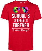 T-shirt Bril School's Out Forever | Geslaagd Cadeau | Afgestudeerd | Diploma | Rood | maat M