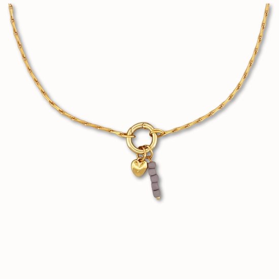 ByNouck Jewelry - Ketting Lila Heartstrings - Sieraden - Vrouwen Ketting - Verguld - Liefde - Halsketting