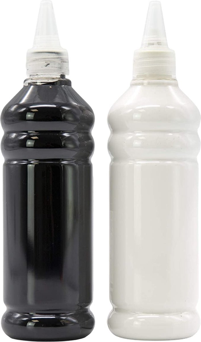 Südor Acrylverf set , 500 + 500 ml, totaal 1000 ml Hoog gepigmenteerde en dekkende acrylverf, industriële Kunstenaarsverven, acrylverfset voor Schilden en Knutselen , art. Waterdicht (zwart, wit) — afbeelding 3