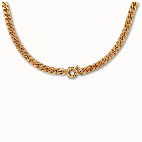 ByNouck Jewelry - Ketting Flat Curb Schakel - Sieraden - Vrouwen Ketting - Verguld - Halsketting
