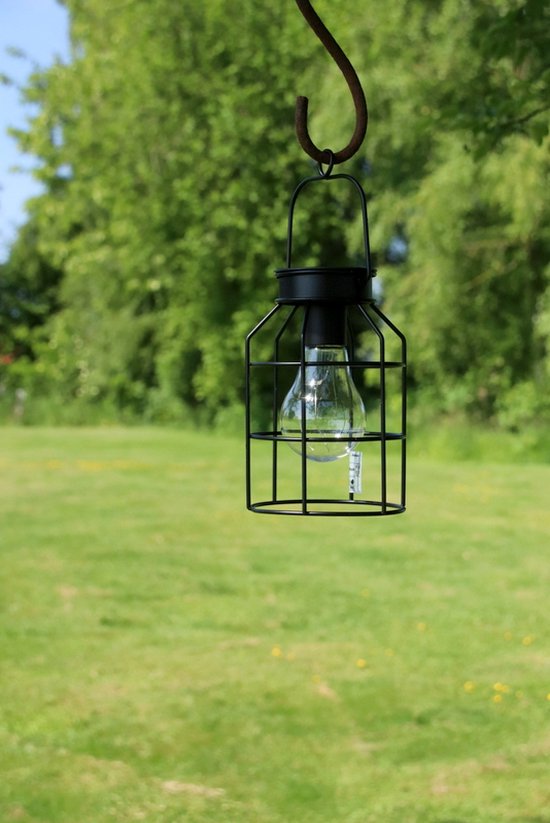 Countryfield - Solar LED hanglamp - Laad zichzelf overdag op! - Gaat vanzelf aan als het donker is - Hanglamp - Hanglantaarn buiten - Tuinfakkel - 17cm - zwart