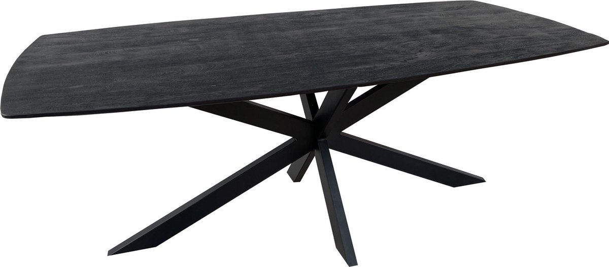 Floor tafel met gecurved Mango houten blad van 300 x 110 cm met facetrand  aan... | bol.