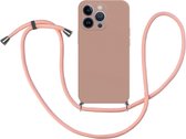 Cazy Soft TPU Telefoonhoesje met Koord - geschikt voor iPhone 13 Pro - iPhone 13 Pro Hoesje met Koord - Roze