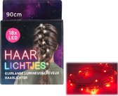 Haarlichtjes rood - Voorzien van 18 led lampjes - hairlights - ibiza - feestje
