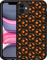 Cazy Hoesje Zwart geschikt voor iPhone 11 Orange Soccer Balls