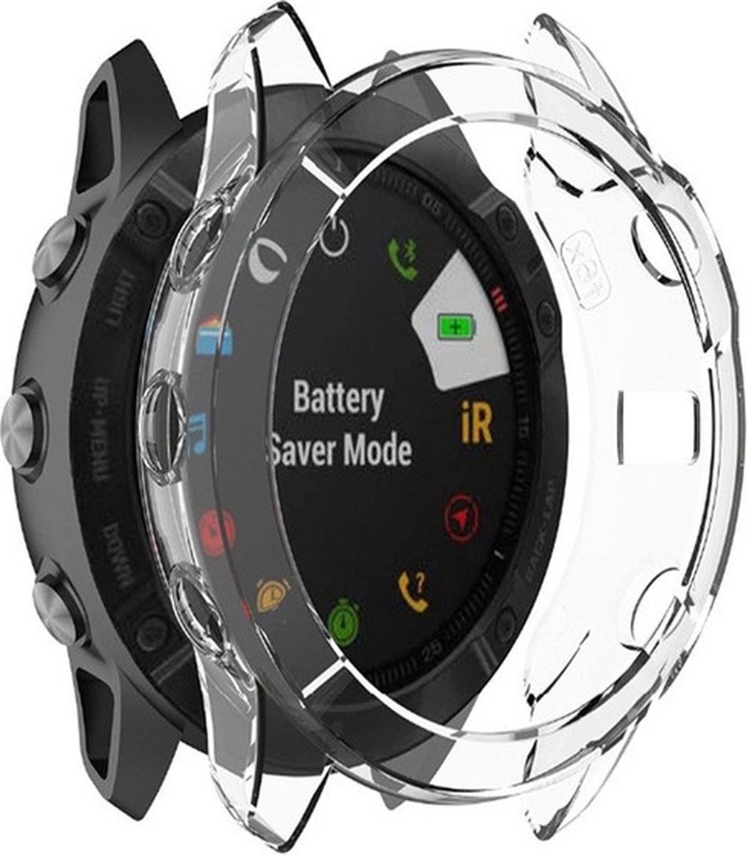 Beschermende watch case - hoesje - geschikt voor Garmin Fenix 6S - transparant