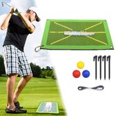 Golf swing trainer complete set incl. golfballen – accessoires mat 50x25 cm – golftrainingsmateriaal tees golfmat oefen afslagmat