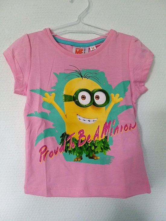 Minions Shirt - Meisjes - Proud to be a minion - Roze - Maat 110/116