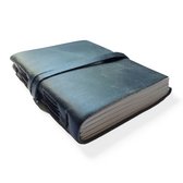 Grayham Notitieboek 100% Buffel Leer - 200 Blanco Pagina's - Blauw