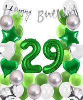 Snoes Ballonnen 29 Jaar Wit Groen Zilver Mega Ballon - Compleet Feestpakket 29 Jaar - Verjaardag Versiering Slinger Happy Birthday – Folieballon – Latex Ballonnen - Helium Ballonnen