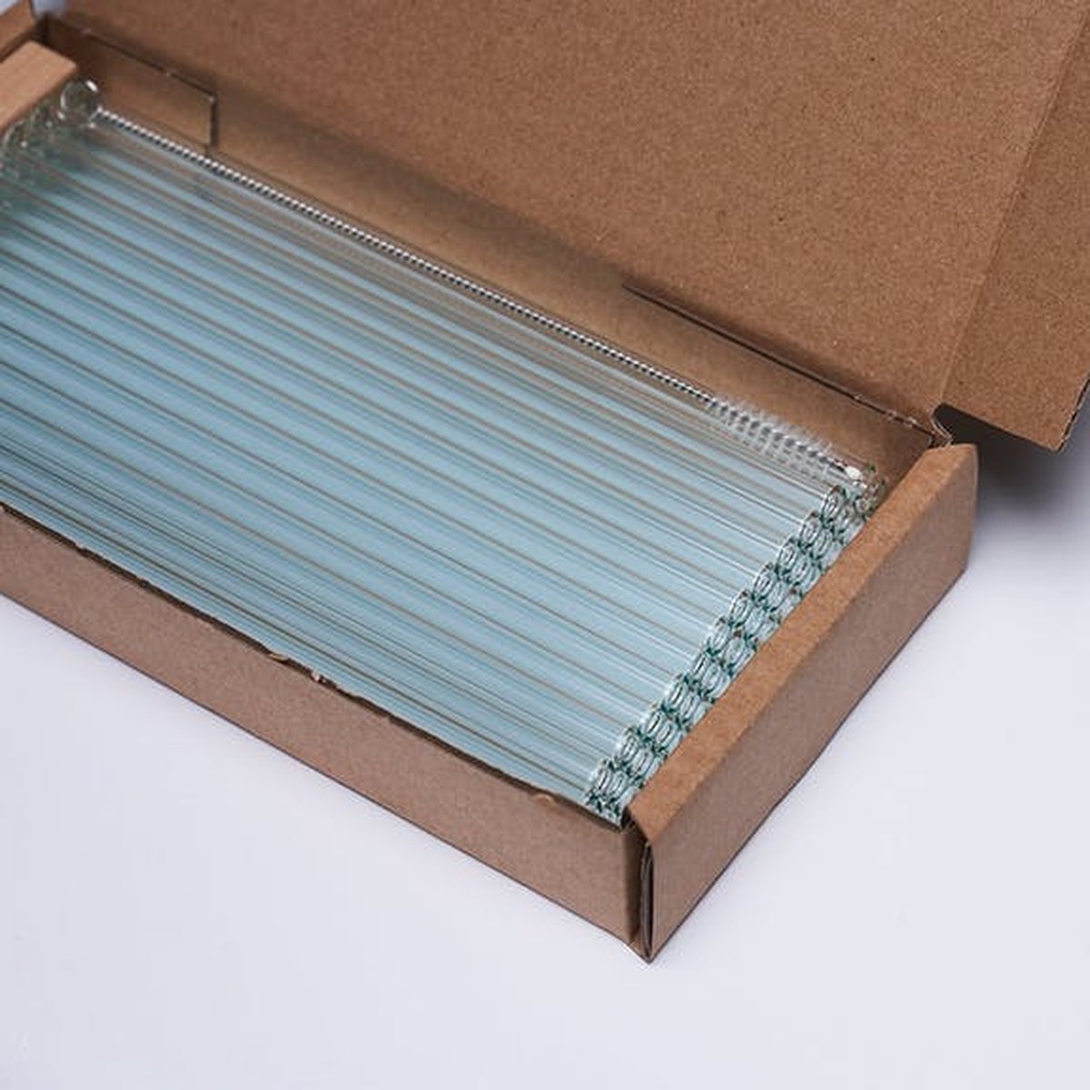 Voordeeldoos met 50 XL 23cm transparante glazen rietjes + 5 reinigingsborsteltjes - Herbruikbaar en sterk