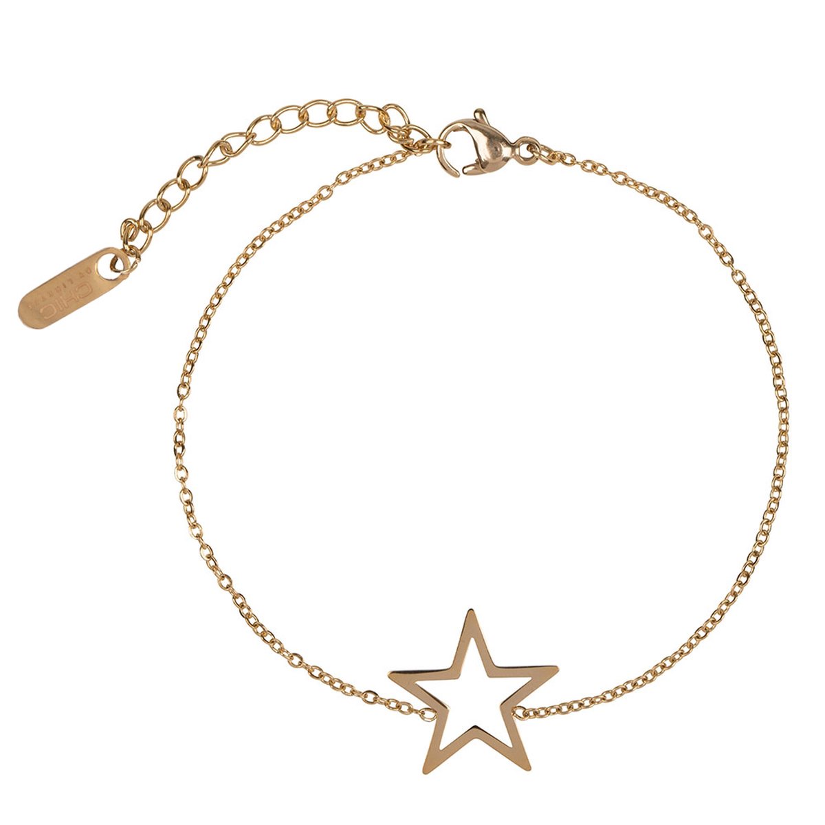 Chic by Lirette - RVS Stalen Armband met Sterretje  - Goud inc. Sieradenzakje