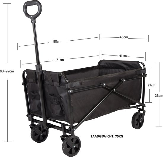 Cabino Opvouwbare Bolderkar - Zwart