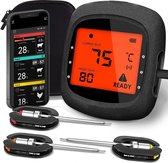MostEssential PRO-3 Digitale Vleesthermometer - BBQ Thermometer - Draadloos met App - Bluetooth 5.0 - 100M Bereik - Inclusief 3 Meetsondes & Luxe Opberghoes