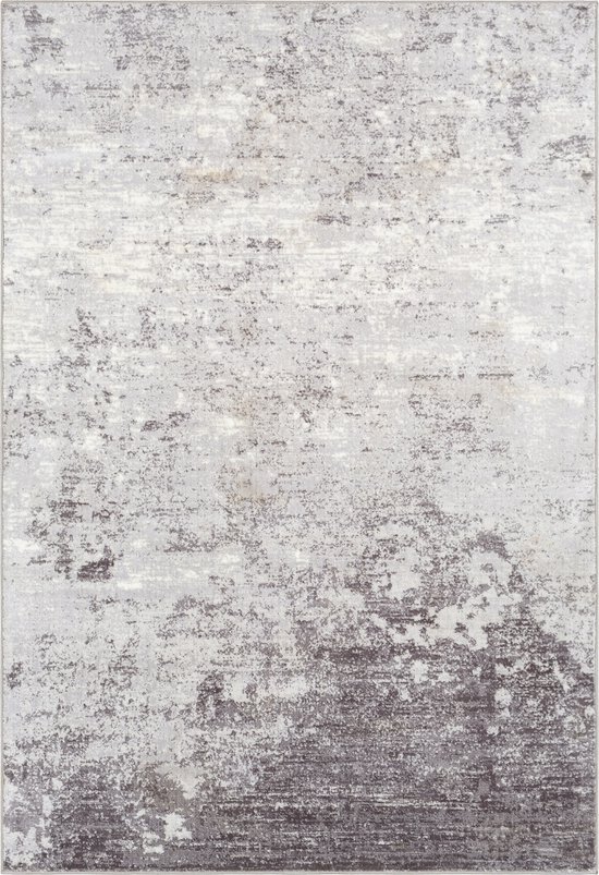 SURYA Vloerkleed - Woonkamer, Slaapkamer - Modern Abstract Tapijt FIONA - Grijs/Wit - 160x220 cm