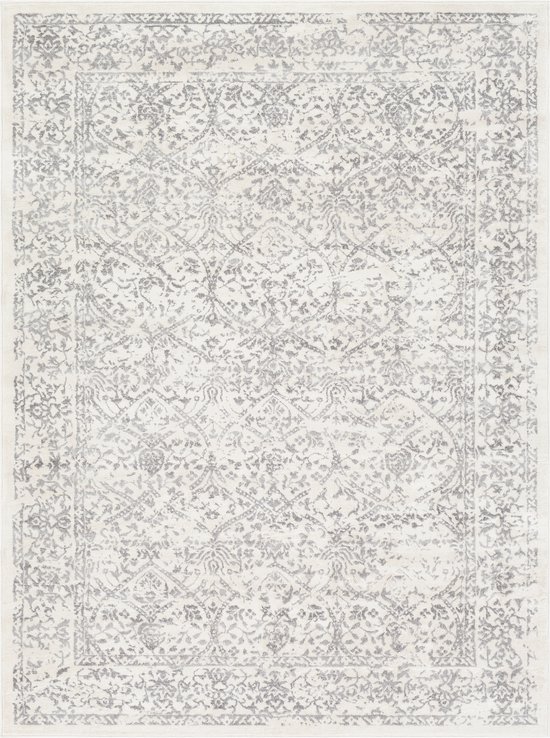 SURYA Vloerkleed - Woonkamer, Slaapkamer - Vintage Oosters Tapijt MARGAUX - Wit/Grijs - 120x170 cm