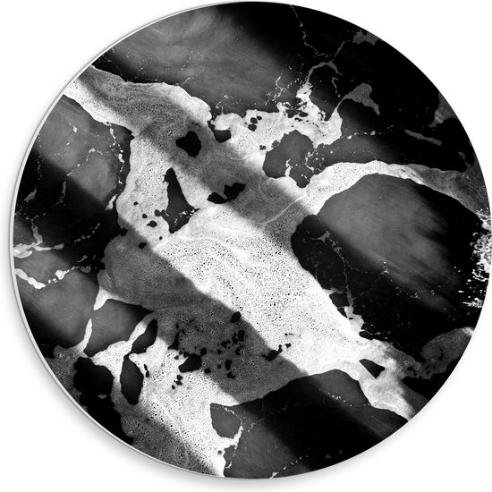 PVC Schuimplaat Muurcirkel - Zwart met Witte Mix van Kleuren - 30x30 cm Foto op Muurcirkel (met ophangsysteem)
