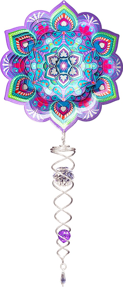 Windspinner, Spin Art, Mandala Lotus Flower Artist Crystal Tale, ACTLOT0800, totale lengte 60cm