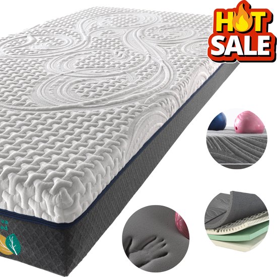 Solviente Topper 160 x 200 cm, H2 - 5 cm traagschuim en koudschuim, Oeko-Tex ®-gecertificeerd, afneembare overtrek, antislip, hypoallergeen, stil en ademend