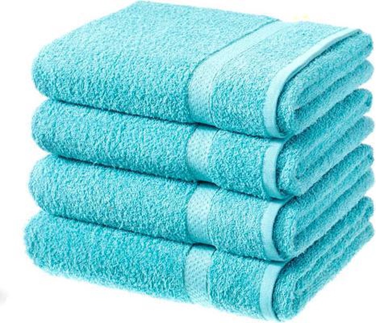 analyseren natuurlijk binnen Set van 4 badhanddoeken - turquoise - handdoek 140 x 80 cm. | bol.com