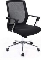 In Hoogte Verstelbare Bureaustoel met Armleuningen - Computerstoel op Wieltjes - Zwart