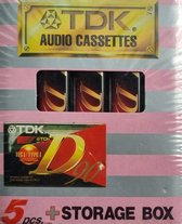 5x TDK D90 cassettebandjes in storage box