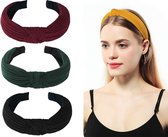 LIXIN 3 Stuks Dames Haarbanden - Haarband met knoop - Kleur 3 - Haarband volwassenen - Vrouwen - Dames - Tieners - Meiden - Dans - Yoga - Hardlopen - Sport - Haaraccessoires