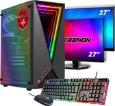 ScreenON - Gaming Set - B5 - (GamePC + 2 x 27 pouces Gaming Monitor + Gaming Keyboard and Mouse)