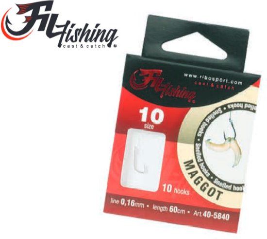 Snelled Hooks 'Maggot' - Haakmaat #12 - 0.14mm - 60cm - 10 stuks - Feeder Onderlijnen van Colmic — afbeelding 2
