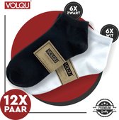 VOLQU® - SEN - 12 Paar - Premium Katoen Enkelsokken - Sneaker Sokken - Maat 43 46 - Sneakersokken Heren Dames - Sportsokken Heren - Sportsokken Dames - Zwart / Wit