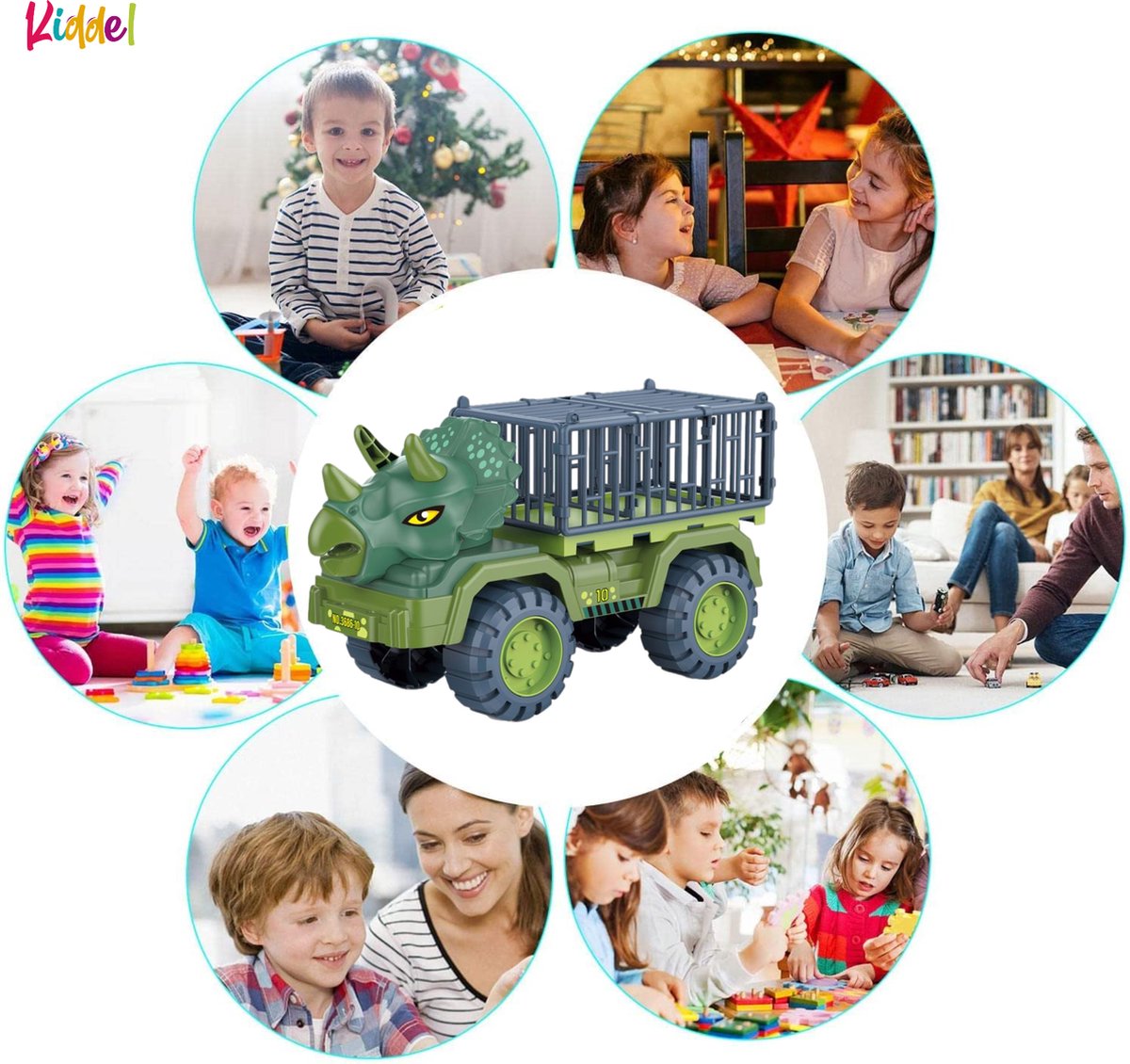 Camion Dinosaurus Kiddel avec cage comprenant des dinosaures