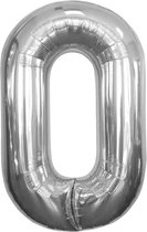 Folat - Folieballon Cijfer 0 Zilver - 86 cm