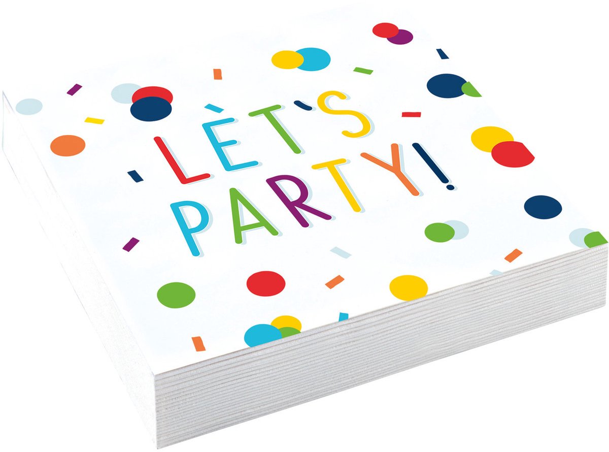 Amscan - Servetten Confetti Verjaardag Let's Party (20 stuks)