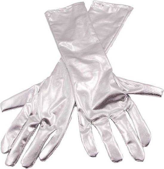 leer plak haar Folat Handschoenen Metallic Dames 40 Cm Polyester Zilver | bol.com