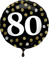Folat - Folieballon Glossy Black 80 jaar - 45 cm