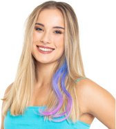 Folat - Hair Extention Neon Blauw Paars Dip Dye - Carnaval - Carnaval pruik - Carnaval accessoires - Pruiken