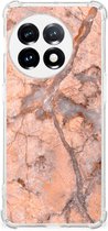 Mobiel Hoesje OnePlus 11 Telefoon Hoesje met doorzichtige rand Marmer Oranje