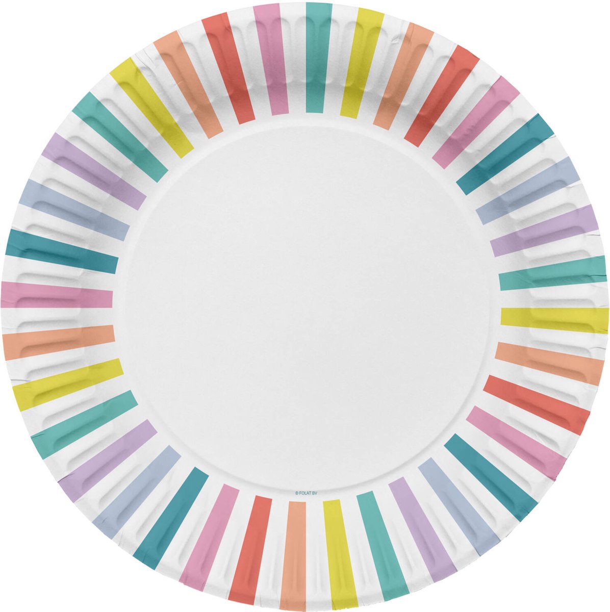 Folat - Borden Strepen Pastel 23 cm - 8 stuks