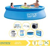 Intex Easy Set Zwembad - Opblaaszwembad - 305x76 cm - Inclusief Solarzeil Pro, Onderhoudspakket, Filter, Stofzuiger, Zwembadtegels en Warmtepomp CP