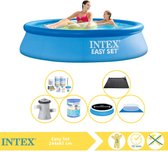 Intex Easy Set Zwembad - Opblaaszwembad - 244x61 cm - Inclusief Solarzeil Pro, Onderhoudspakket, Filter, Grondzeil en Solar Mat
