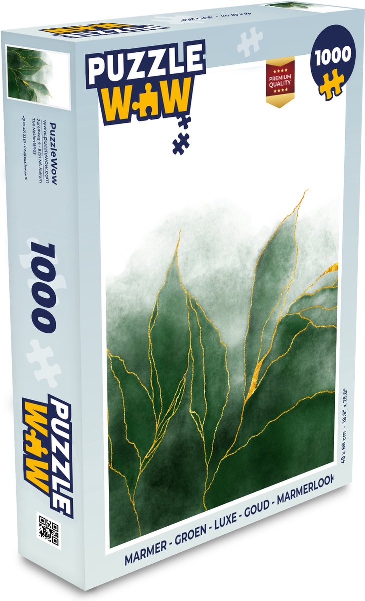 Puzzel Marmer - Groen - Luxe - Goud - Marmerlook - Legpuzzel - Puzzel 1000 stukjes volwassenen