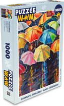 Puzzel Paraplu's - Schilderij - Kunst - Regenboog - Legpuzzel - Puzzel 1000 stukjes volwassenen